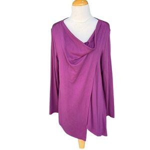 Kleen Lagenlook Asymmetrical Wrap Long Sleeve Tunic Fuchsia Minimalist Large GUC